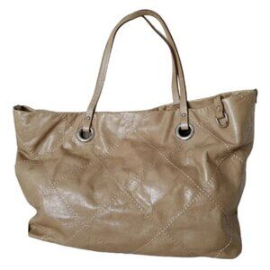 Moncler tan "A Porter" leather tote bag